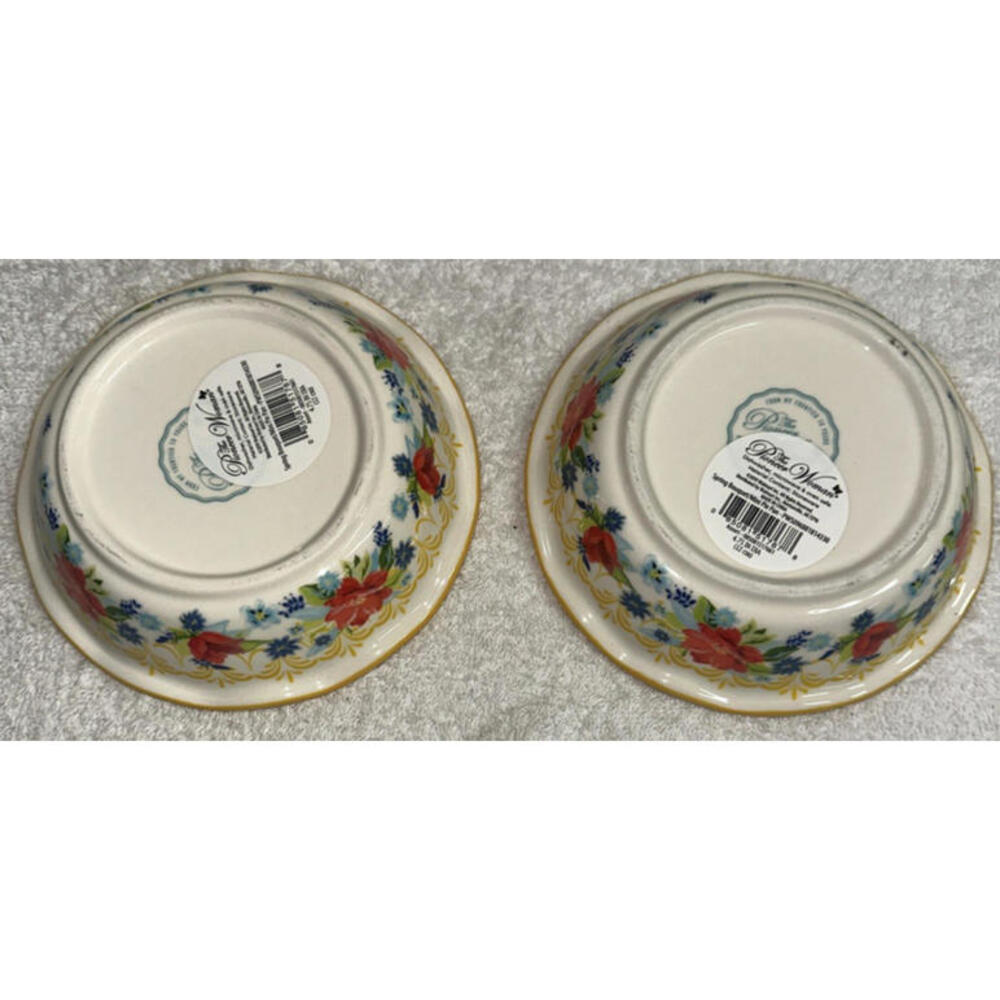 Pioneer Woman Floral Medley 5.5” Mini Pie Pans Stoneware Yellow Set Of 2 NEW - Picture 6 of 6